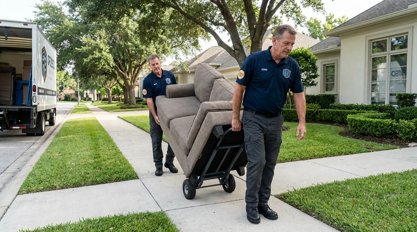 Local residential moving crew loading furniture in Balch Springs, TX